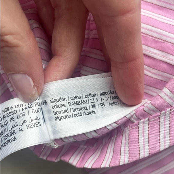 Bershka Pink & White Striped Button-Up Crop Shirt - Picture 11 of 16